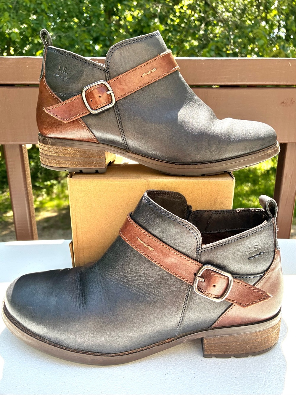 Josef Seibel Kate 10 Moto Ankle Boots Women’s EU 40 US 9 Black Brown Leather Zip
